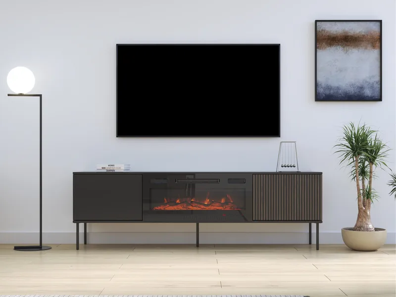 Gravendal TV-bänk 182x57 cm - Svart, valnöt - Möbler - TV- & Mediamöbler - TV-skåp