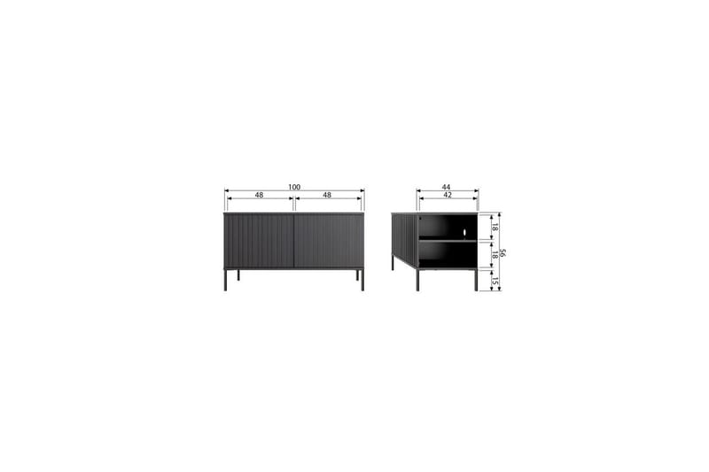 Gravure Golvstående Tv Bänk 100 cm med Förvaring i Målat Trä - Beige - Möbler - TV- & Mediamöbler - TV bänk & mediabänk