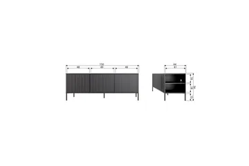 Gravure Golvstående Tv Bänk 150 cm med Förvaring i Mörkt Trä - Ljusbeige - Möbler - TV- & Mediamöbler - TV bänk & mediabänk