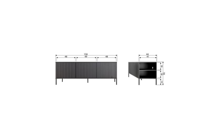 Gravure Golvstående Tv Bänk 150 cm med Förvaring i Mörkt Trä - Ljusbeige - Möbler - TV- & Mediamöbler - TV bänk & mediabänk