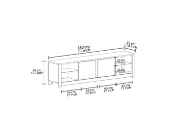 Griselda Tv-bänk 180 cm - Grå/Travertin - Möbler - TV- & Mediamöbler - TV bänk & mediabänk