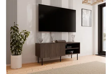 Hammarstrand Ribbad TV Bänk mörk trä med förvaring - 42 cm djup 150 cm bred 58 cm hög - Valnöt - Möbler - TV- & Mediamöbler - TV bänk & mediabänk