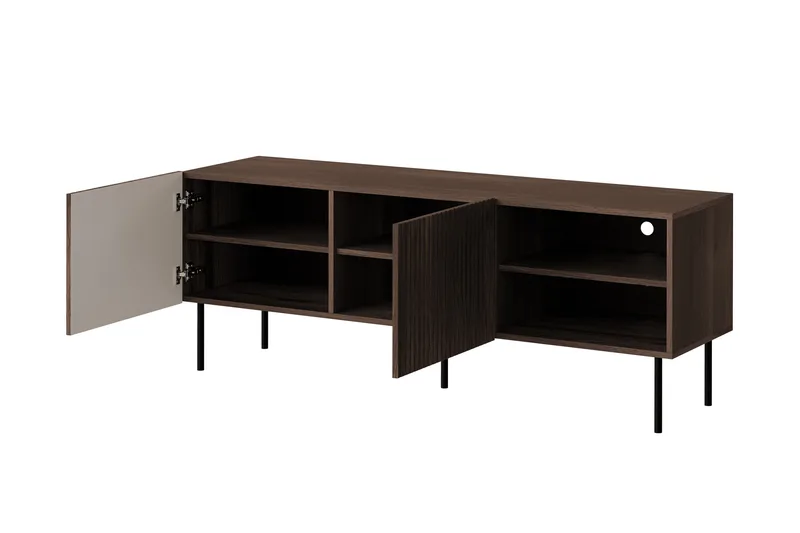 Hammarstrand Ribbad TV Bänk mörk trä med förvaring - 42 cm djup 150 cm bred 58 cm hög - Valnöt - Möbler - TV- & Mediamöbler - TV bänk & mediabänk