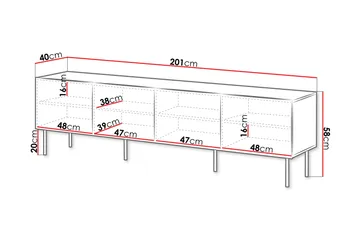 Hammarstrand Tv-bänk med Förvaring 201 cm - Valnöt / Brun / Ribbad - Möbler - TV- & Mediamöbler - TV bänk & mediabänk