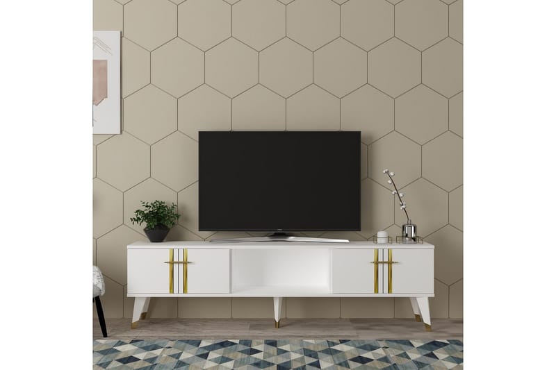 Harsum Tv-bänk 150 cm - Vit/Guld - Möbler - TV- & Mediamöbler - TV bänk & mediabänk