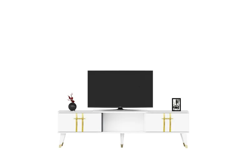 Harsum Tv-bänk 150 cm - Vit/Guld - Möbler - TV- & Mediamöbler - TV bänk & mediabänk