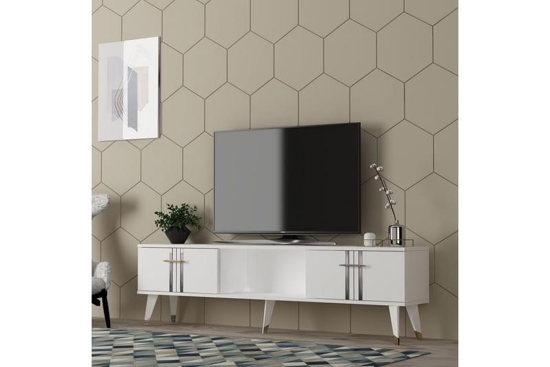 Harsum Tv-bänk 150 cm - Vit/Silver - Möbler - TV- & Mediamöbler - TV bänk & mediabänk