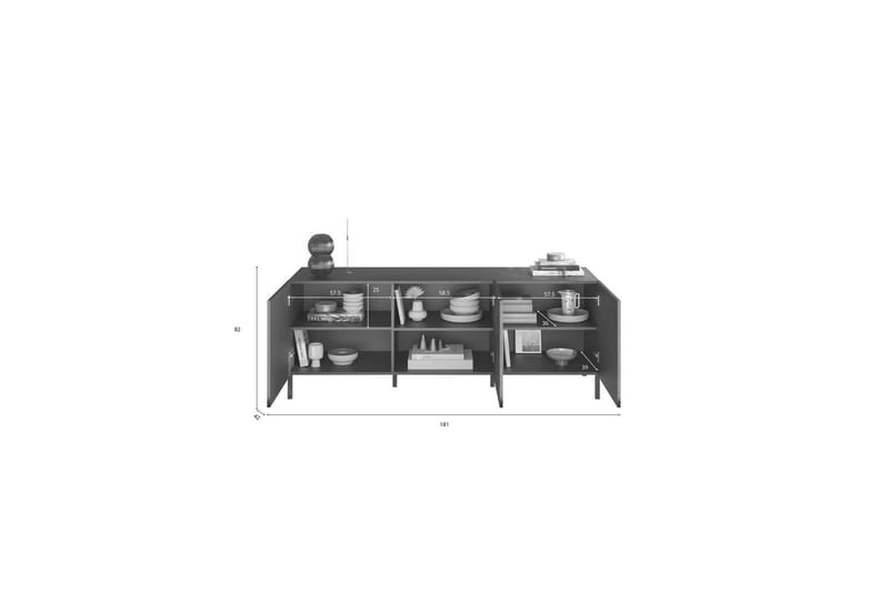 Hawell Tv-Bänk 181 cm - Mörkgrå - Möbler - TV- & Mediamöbler - TV bänk & mediabänk