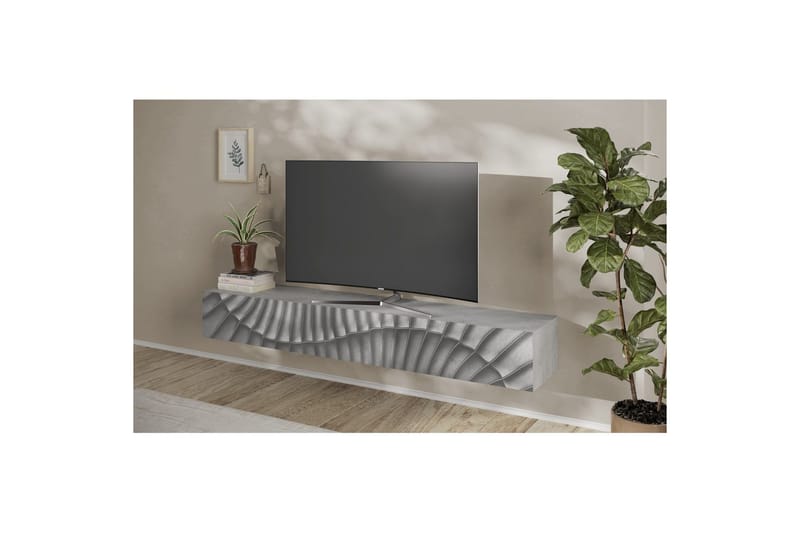 Hawell Vägghängd Tv-Bänk 210 cm - Grå - Möbler - TV- & Mediamöbler - TV bänk & mediabänk