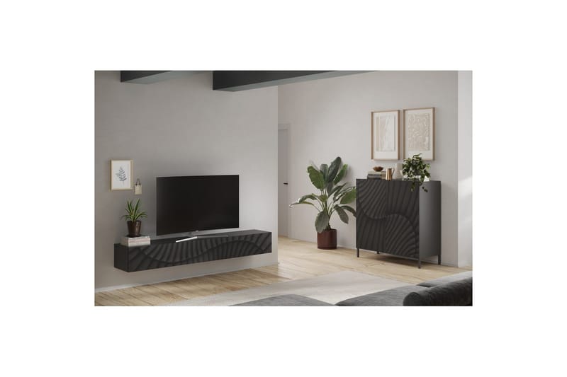Hawell Vägghängd Tv-Bänk 210 cm - Mörkgrå - Möbler - TV- & Mediamöbler - TV bänk & mediabänk