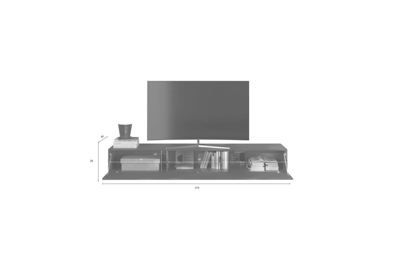 Hawell Vägghängd Tv-Bänk 210 cm - Mörkgrå - Möbler - TV- & Mediamöbler - TV bänk & mediabänk