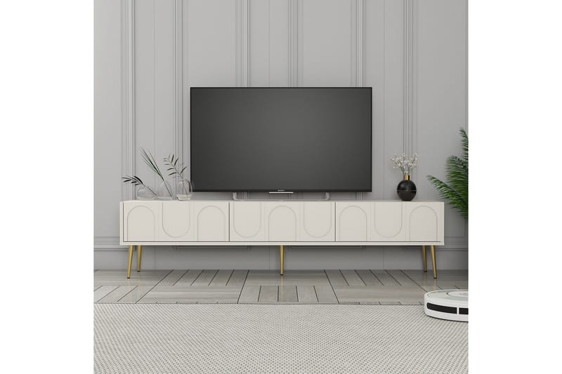 Hazim Tv-bänk 180 cm - Cream/Guld - Möbler - TV- & Mediamöbler - TV bänk & mediabänk
