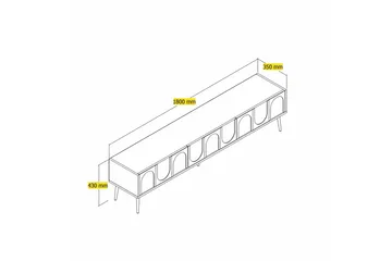 Hazim Tv-bänk 180 cm - Cream/Guld - Möbler - TV- & Mediamöbler - TV bänk & mediabänk