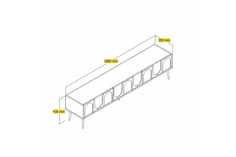 Hazim Tv-bänk 180 cm - Cream/Guld - Möbler - TV- & Mediamöbler - TV bänk & mediabänk