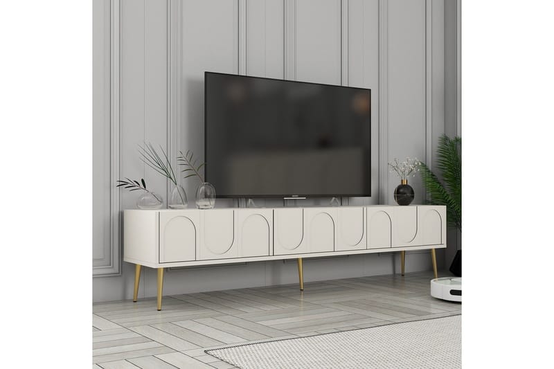Hazim Tv-bänk 180 cm - Cream/Guld - Möbler - TV- & Mediamöbler - TV bänk & mediabänk