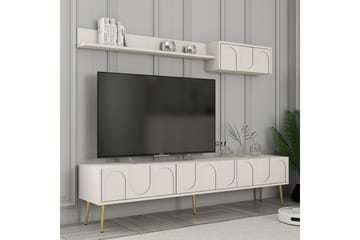 Hazim Tv-bänk 180 cm - Cream/Guld - Möbler - TV- & Mediamöbler - TV bänk & mediabänk