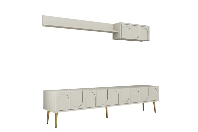 Hazim Tv-bänk 180 cm, Cream/Guld