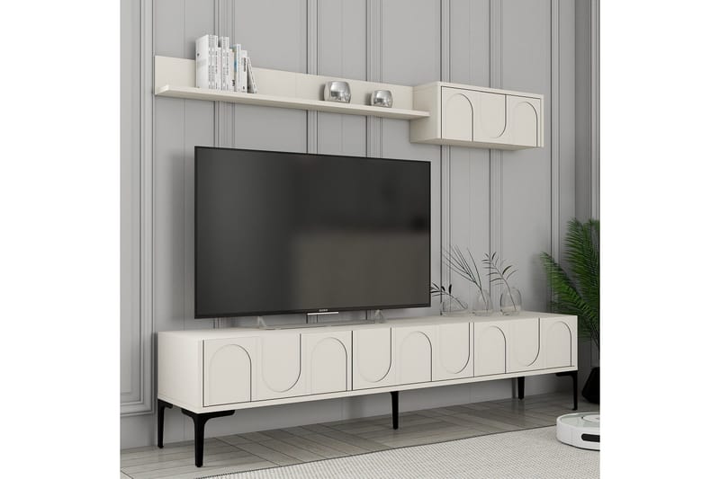 Hazim Tv-bänk 180 cm - Cream/Svart - Möbler - TV- & Mediamöbler - TV bänk & mediabänk