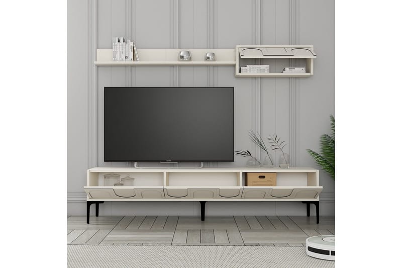 Hazim Tv-bänk 180 cm - Cream/Svart - Möbler - TV- & Mediamöbler - TV bänk & mediabänk