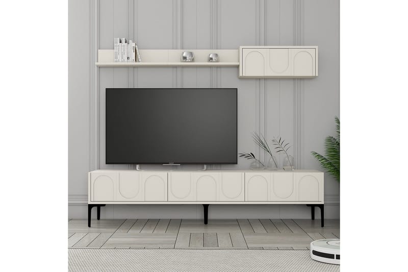 Hazim Tv-bänk 180 cm - Cream/Svart - Möbler - TV- & Mediamöbler - TV bänk & mediabänk