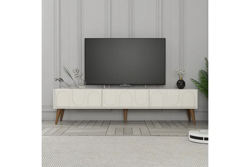 Hazim Tv-bänk 180 cm - Cream/Valnöt - Möbler - TV- & Mediamöbler - TV bänk & mediabänk