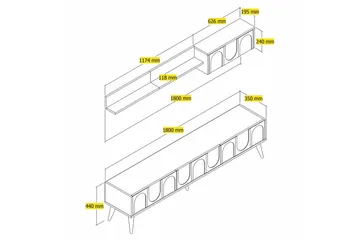 Hazim Tv-bänk 180 cm - Cream/Valnöt - Möbler - TV- & Mediamöbler - TV bänk & mediabänk