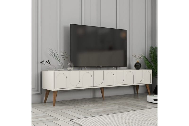 Hazim Tv-bänk 180 cm - Cream/Valnöt - Möbler - TV- & Mediamöbler - TV bänk & mediabänk