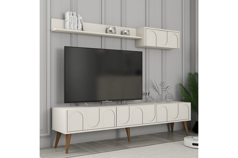 Hazim Tv-bänk 180 cm - Cream/Valnöt - Möbler - TV- & Mediamöbler - TV bänk & mediabänk