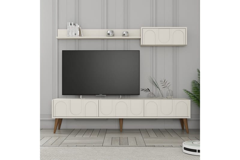 Hazim Tv-bänk 180 cm - Cream/Valnöt - Möbler - TV- & Mediamöbler - TV bänk & mediabänk