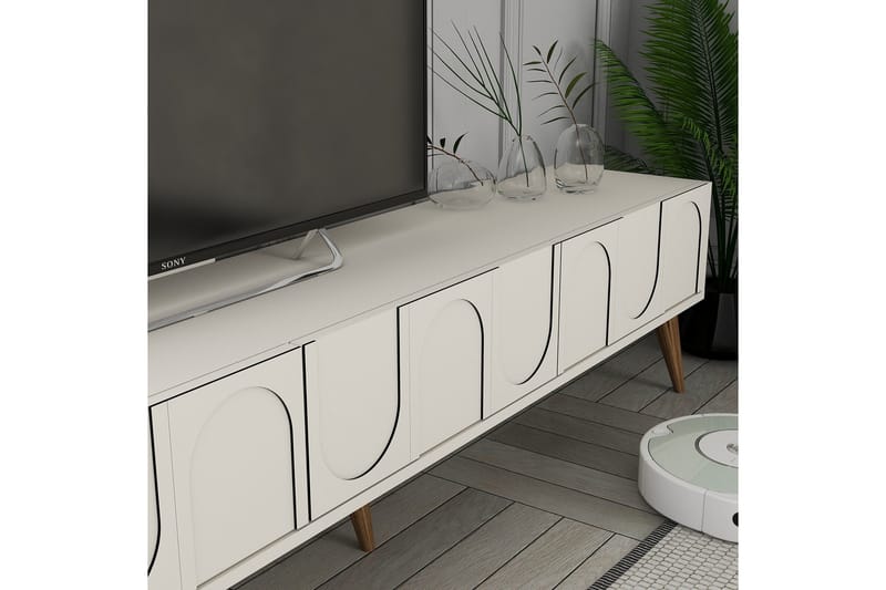 Hazim Tv-bänk 180 cm - Cream/Valnöt - Möbler - TV- & Mediamöbler - TV bänk & mediabänk