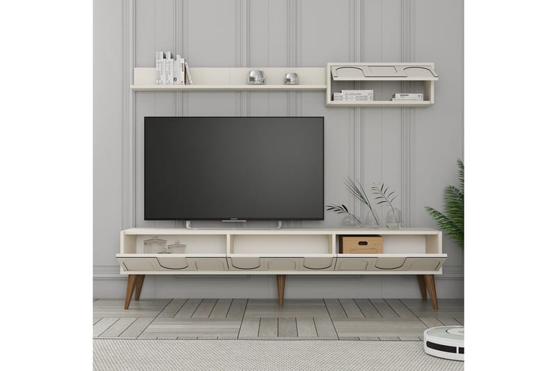 Hazim Tv-bänk 180 cm - Cream/Valnöt - Möbler - TV- & Mediamöbler - TV bänk & mediabänk