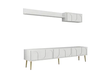 Hazim Tv-bänk 180 cm - Vit/Guld - Möbler - TV- & Mediamöbler - TV bänk & mediabänk