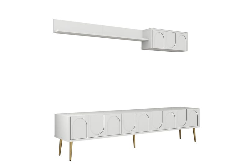 Hazim Tv-bänk 180 cm - Vit/Guld - Möbler - TV- & Mediamöbler - TV bänk & mediabänk