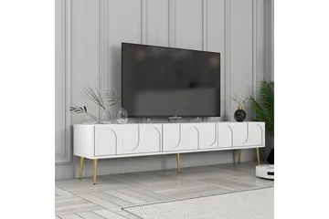Hazim Tv-bänk 180 cm - Vit/Guld - Möbler - TV- & Mediamöbler - TV bänk & mediabänk