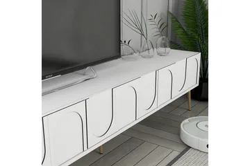 Hazim Tv-bänk 180 cm - Vit/Guld - Möbler - TV- & Mediamöbler - TV bänk & mediabänk