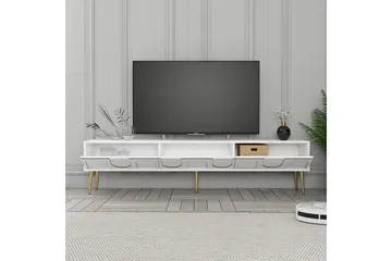 Hazim Tv-bänk 180 cm - Vit/Guld - Möbler - TV- & Mediamöbler - TV bänk & mediabänk