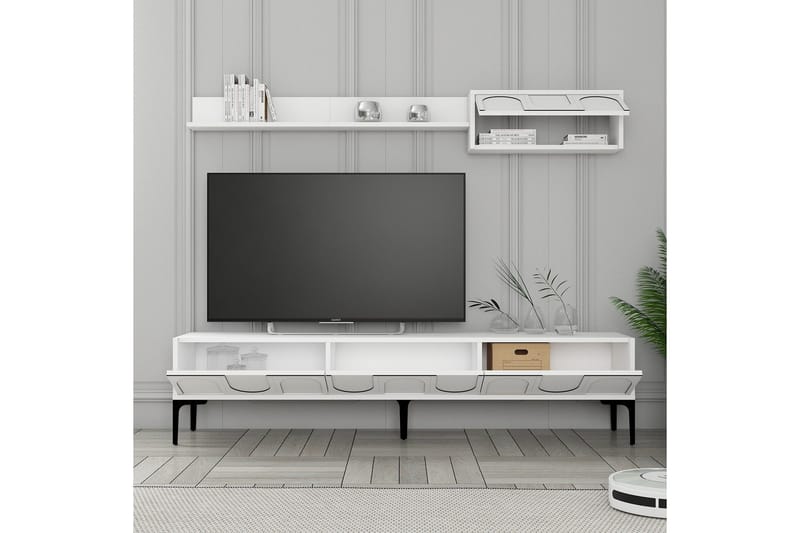 Hazim Tv-bänk 180 cm - Vit/Svart - Möbler - TV- & Mediamöbler - TV bänk & mediabänk