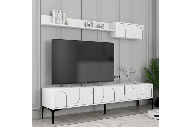 Hazim Tv-bänk 180 cm - Vit/Svart - Möbler - TV- & Mediamöbler - TV bänk & mediabänk