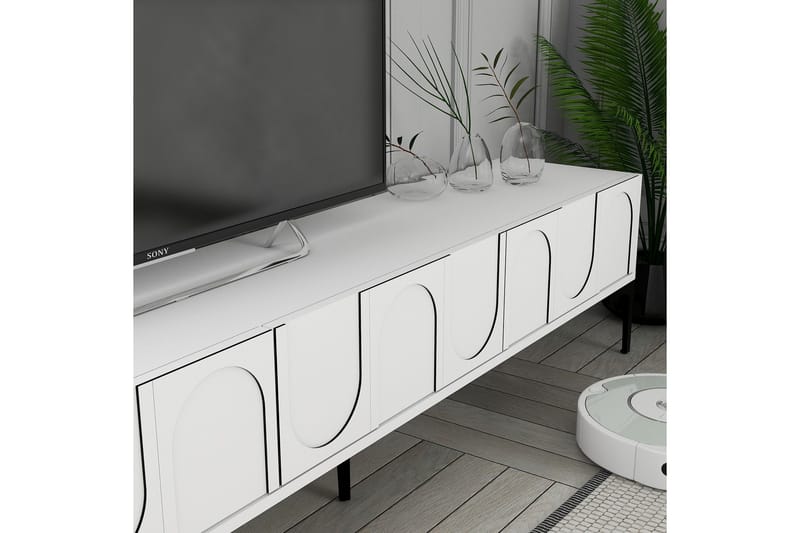 Hazim Tv-bänk 180 cm - Vit/Svart - Möbler - TV- & Mediamöbler - TV bänk & mediabänk