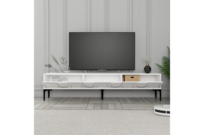 Hazim Tv-bänk 180 cm - Vit/Svart - Möbler - TV- & Mediamöbler - TV bänk & mediabänk