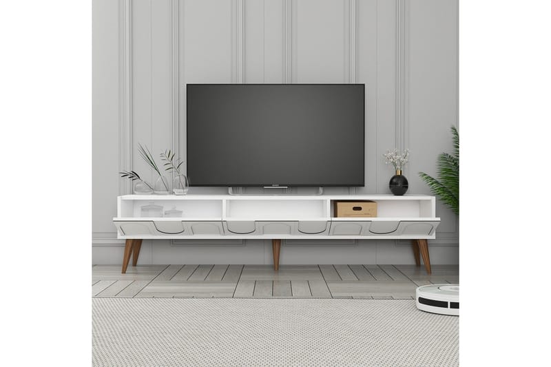 Hazim Tv-bänk 180 cm - Vit/Valnöt - Möbler - TV- & Mediamöbler - TV bänk & mediabänk