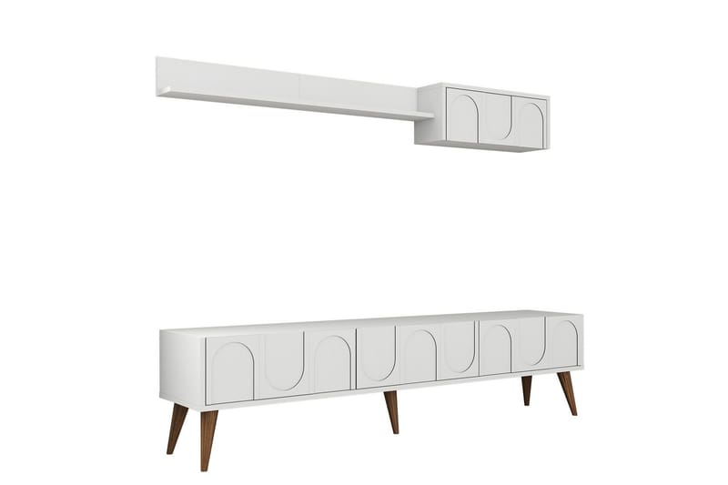 Hazim Tv-bänk 180 cm, Vit/Valnöt