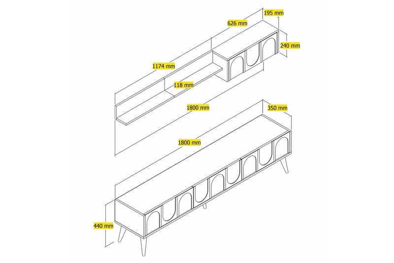 Hazim Tv-bänk 180 cm - Vit/Valnöt - Möbler - TV- & Mediamöbler - TV bänk & mediabänk
