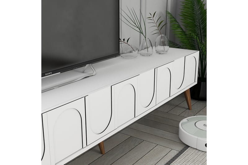 Hazim Tv-bänk 180 cm - Vit/Valnöt - Möbler - TV- & Mediamöbler - TV bänk & mediabänk