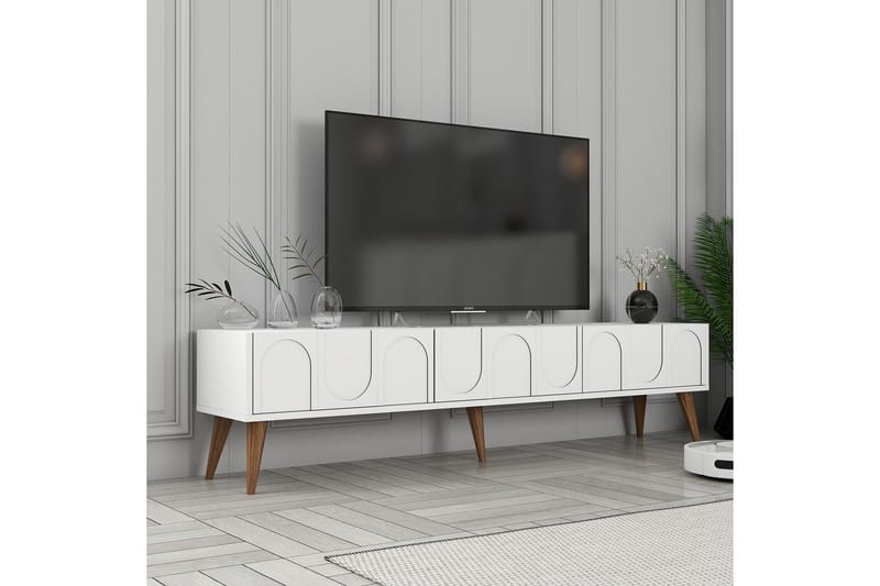 Hazim Tv-bänk 180 cm - Vit/Valnöt - Möbler - TV- & Mediamöbler - TV bänk & mediabänk