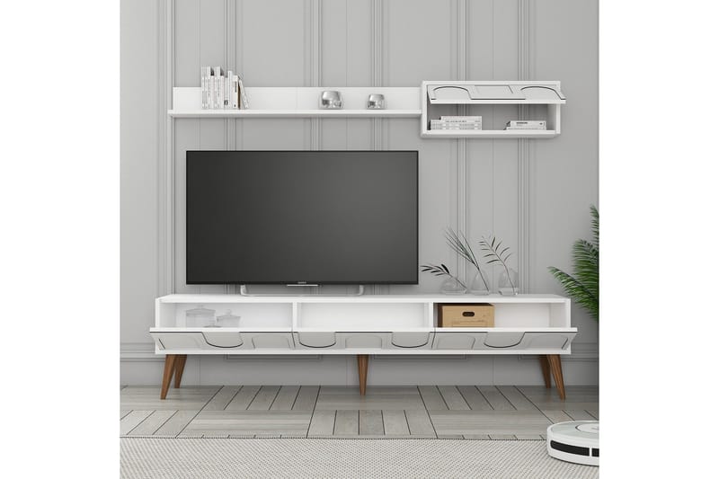 Hazim Tv-bänk 180 cm - Vit/Valnöt - Möbler - TV- & Mediamöbler - TV bänk & mediabänk