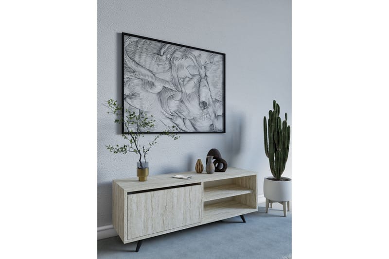 Hazle Golvstående Tv Bänk 120 cm med Förvaring i Trä - Beige - Möbler - TV- & Mediamöbler - TV bänk & mediabänk