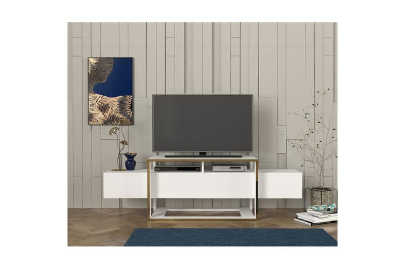 Herb Tv-bänk 160 cm - Guld/Vit - Möbler - TV- & Mediamöbler - TV bänk & mediabänk