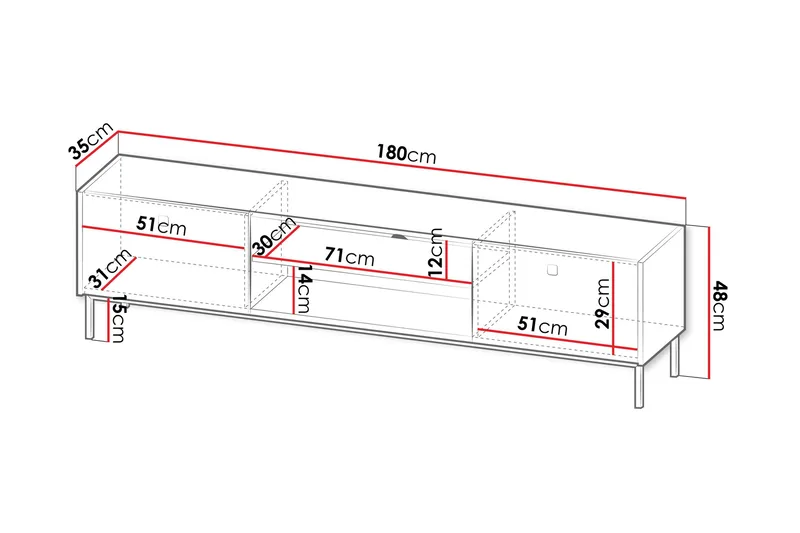 Hermann Tv-bänk 180 cm - Vit - Möbler - TV- & Mediamöbler - TV bänk & mediabänk