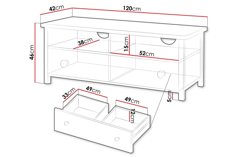 Hilts Tv-bänk 120x42 cm - Vit/Rosa - Möbler - TV- & Mediamöbler - TV bänk & mediabänk